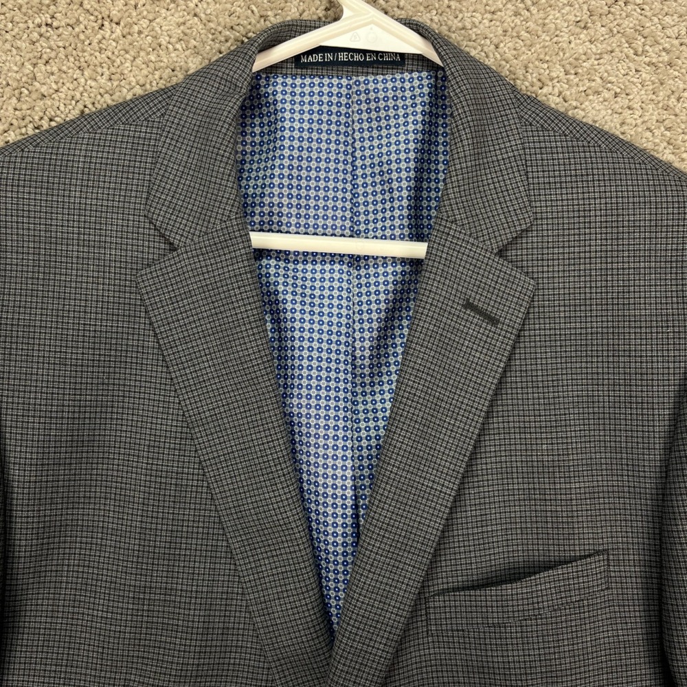 Original Penguin Men's Gray Plaid Wool Blend Blazer Sport Coat Jacket Size 44L‎